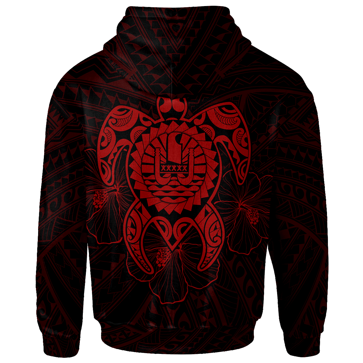 Tahiti Polynesian Hoodie Vintage Polynesian Turtle (Red) - Polynesian Pride