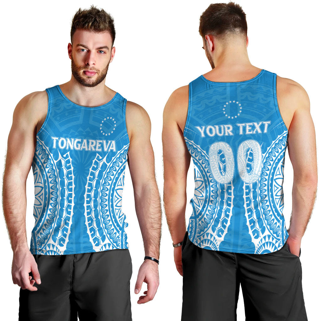 (Custom Personalised) Cook Islands Tongareva Men Tank Top - Tribal Pattern - LT12 Blue - Polynesian Pride