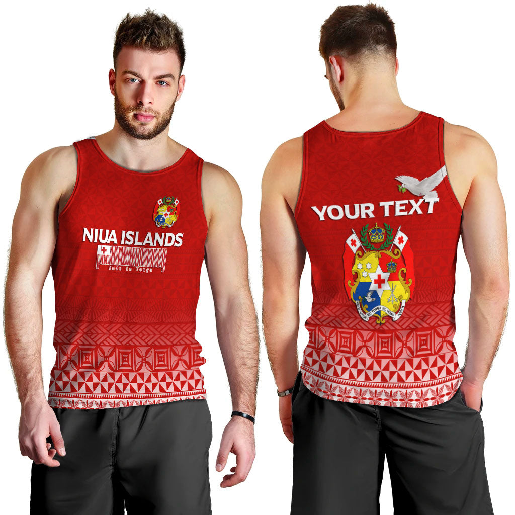 (Custom Personalised) Tonga Niua Islands Men Tank Top - Tongan Pattern - LT12 Red - Polynesian Pride