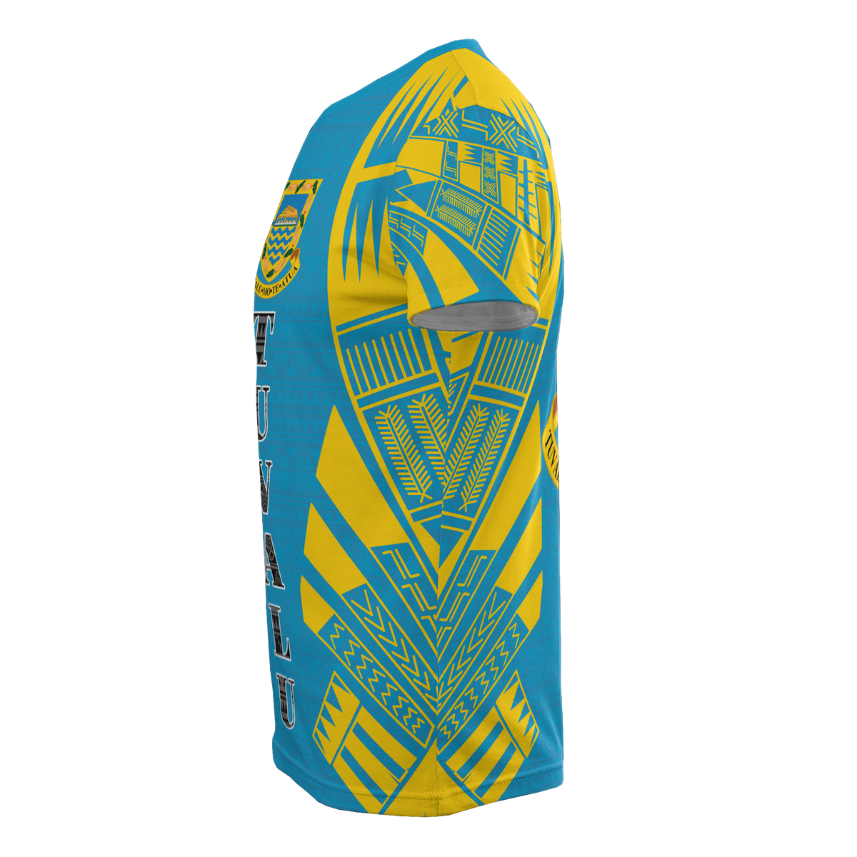 Tuvalu T Shirt Tuvaluan Coat of Arms Polynesian Tattoo Blue Style - Polynesian Pride