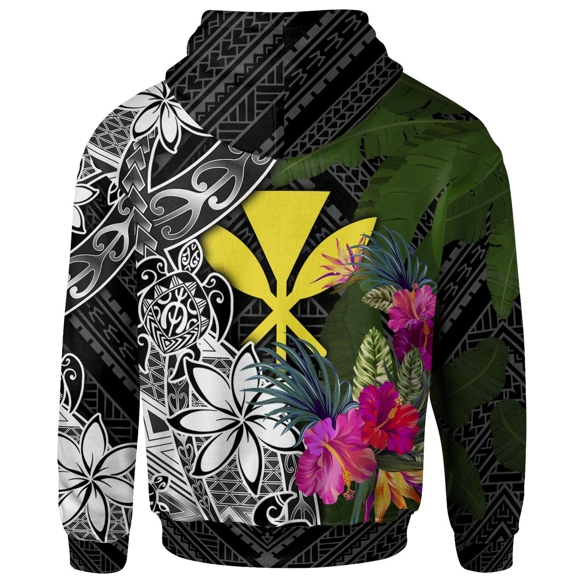 Hawaii Hoodie Turtle Plumeria Banana Leaf - Polynesian Pride