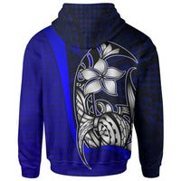 Kosrae Micronesian Custom Zip up Hoodie Blue Turtle with Hook - Polynesian Pride