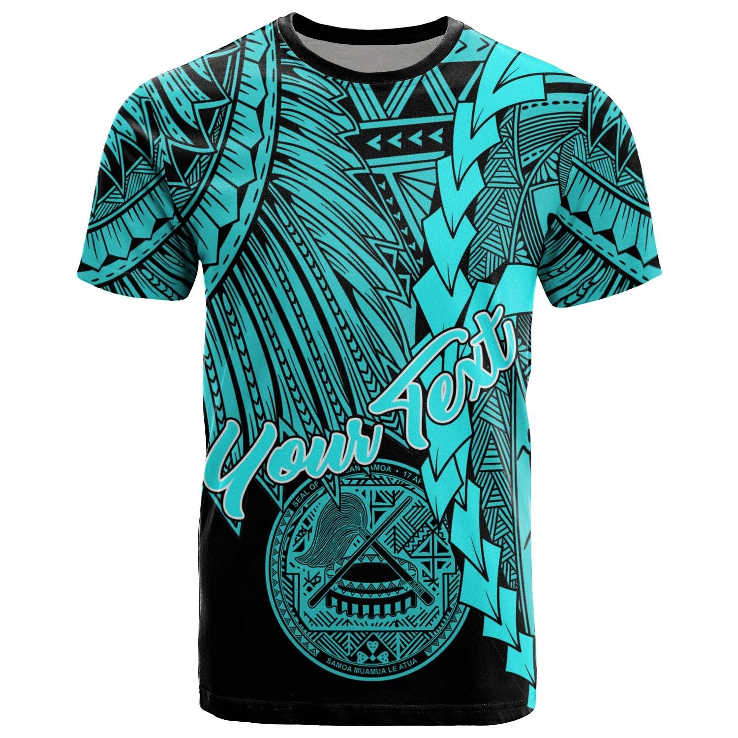 American Samoa Polynesian Custom T Shirt Tribal Wave Tattoo Neon Blue Unisex Neon Blue - Polynesian Pride