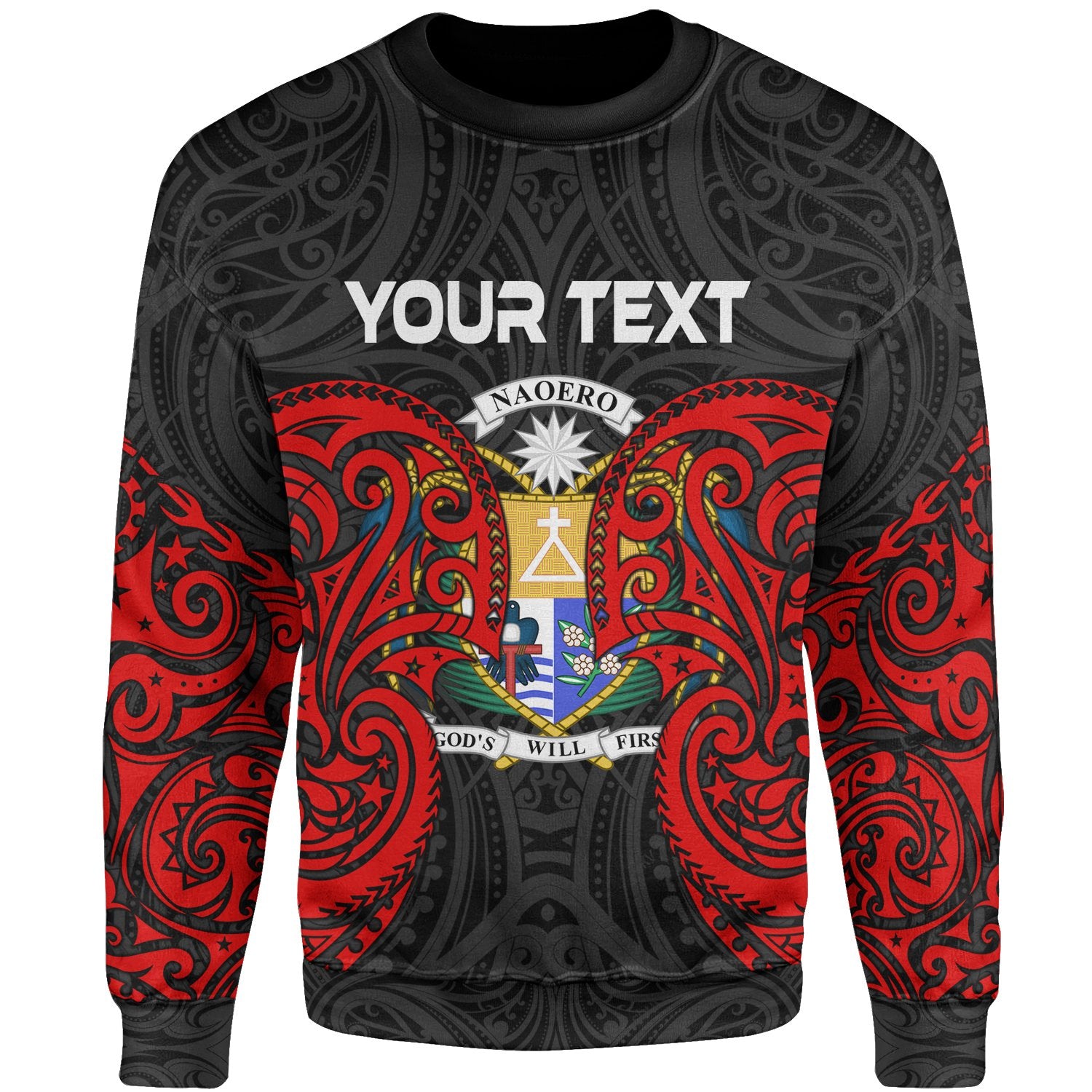 Nauru Polynesian Custom Personalised Sweater - Spirit Style Unisex Black - Polynesian Pride