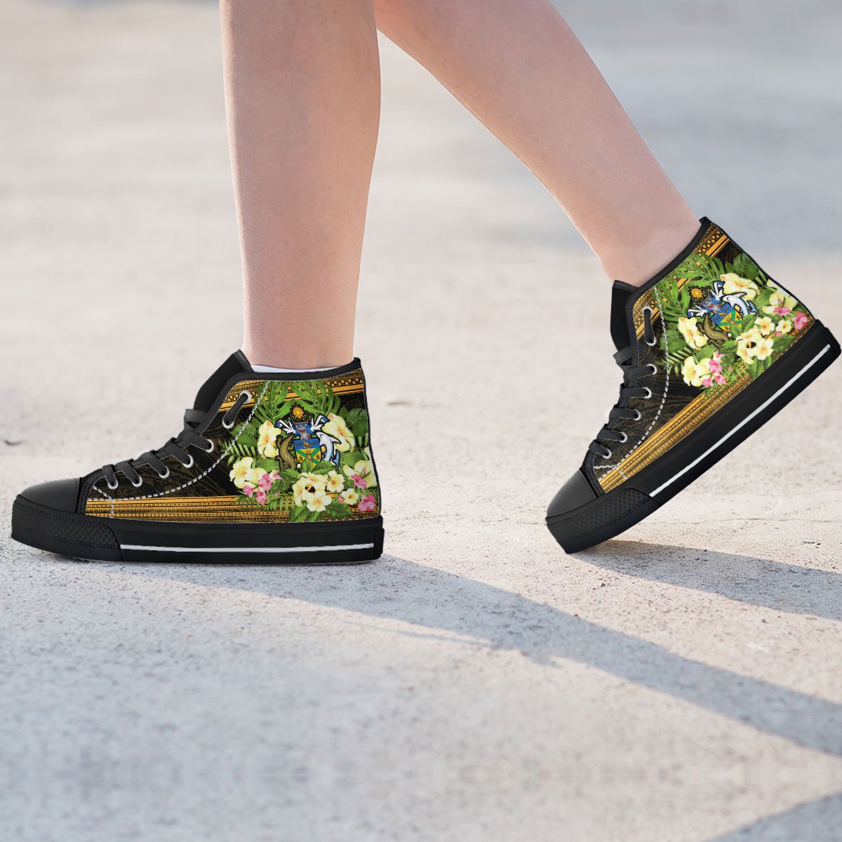 Solomon Islands High Top Shoes - Polynesian Gold Patterns Collection - Polynesian Pride