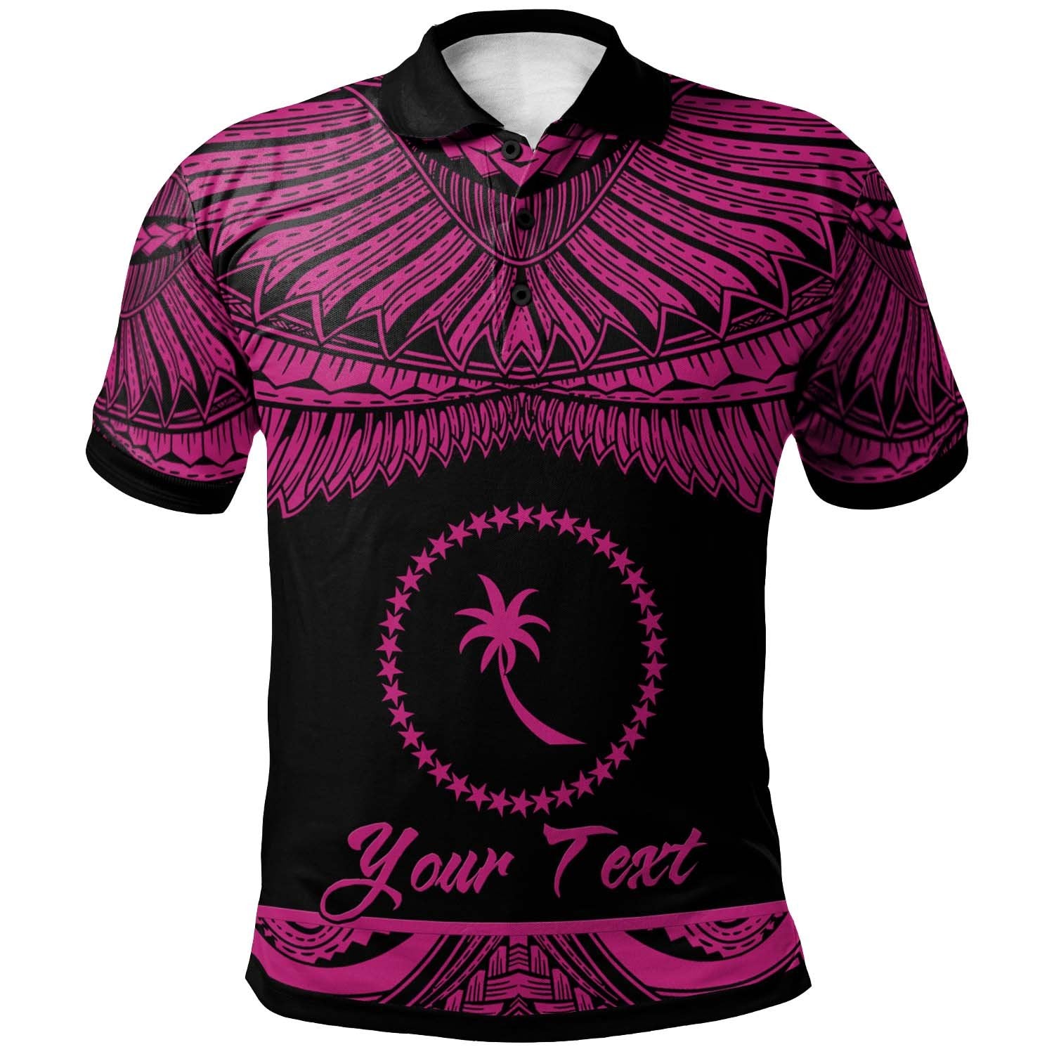 Chuuk Custom Polo Shirt Polynesian Tattoo Pink Version Unisex Pink - Polynesian Pride