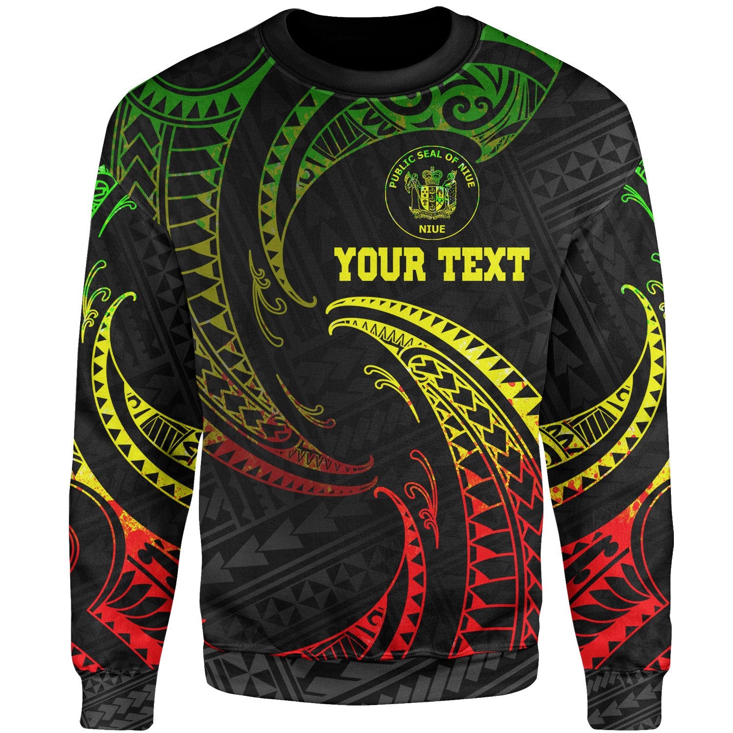 Niue Polynesian Custom Personalised Sweater - Reggae Tribal Wave Unisex Reggae - Polynesian Pride