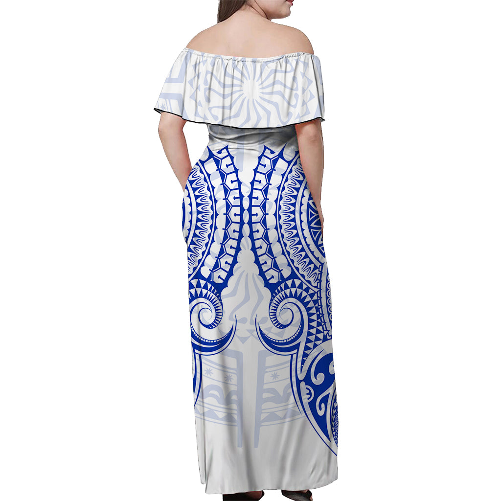 (Custom Personalised) Cook Islands Palmerston Off Shoulder Long Dress - Tribal Pattern - LT12 - Polynesian Pride