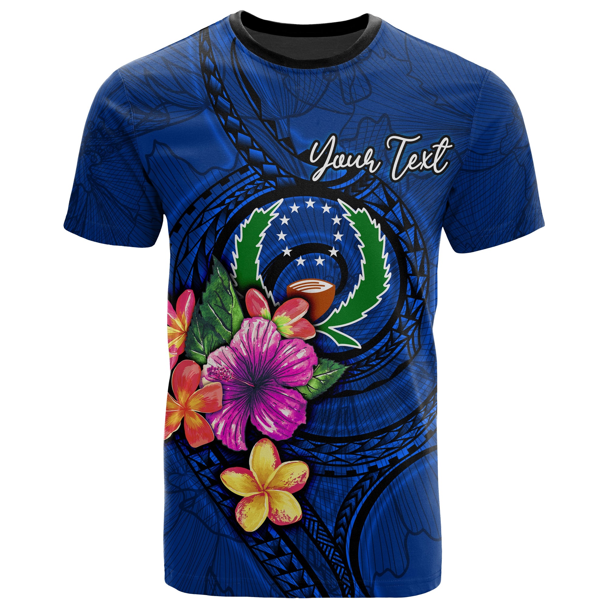 Pohnpei Micronesia Custom T Shirt Floral With Seal Blue Unisex Blue - Polynesian Pride