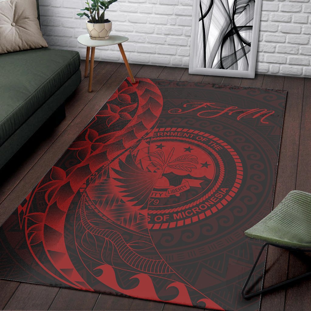 Federated States of Micronesia Area Rug - Polynesian Pattern Style Red Color - Polynesian Pride