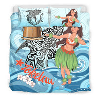 Tokelau Bedding Set - Polynesian Girls With Shark - Polynesian Pride