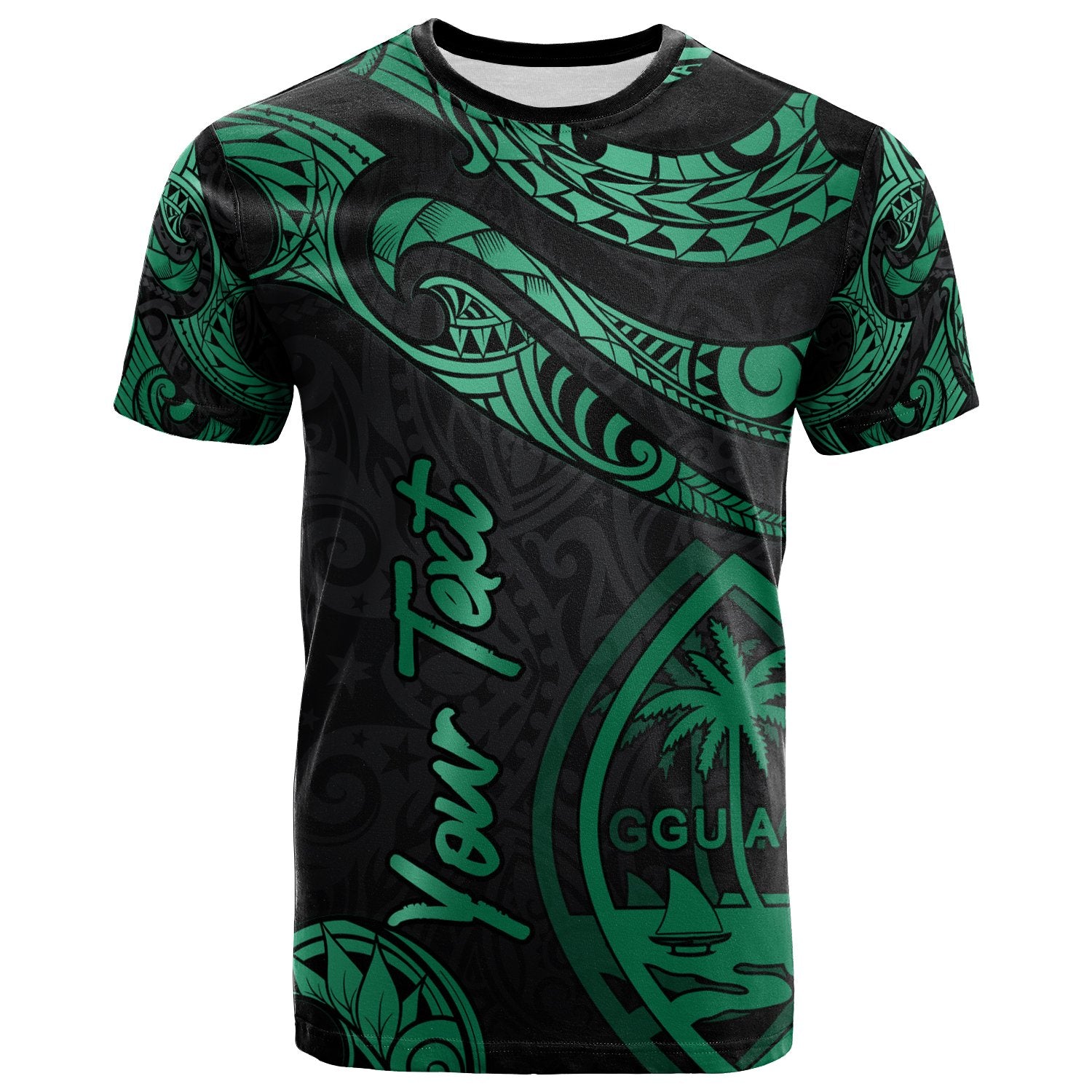 Guam Polynesian Custom T Shirt Polynesian Tattoo Green Version Unisex Art - Polynesian Pride