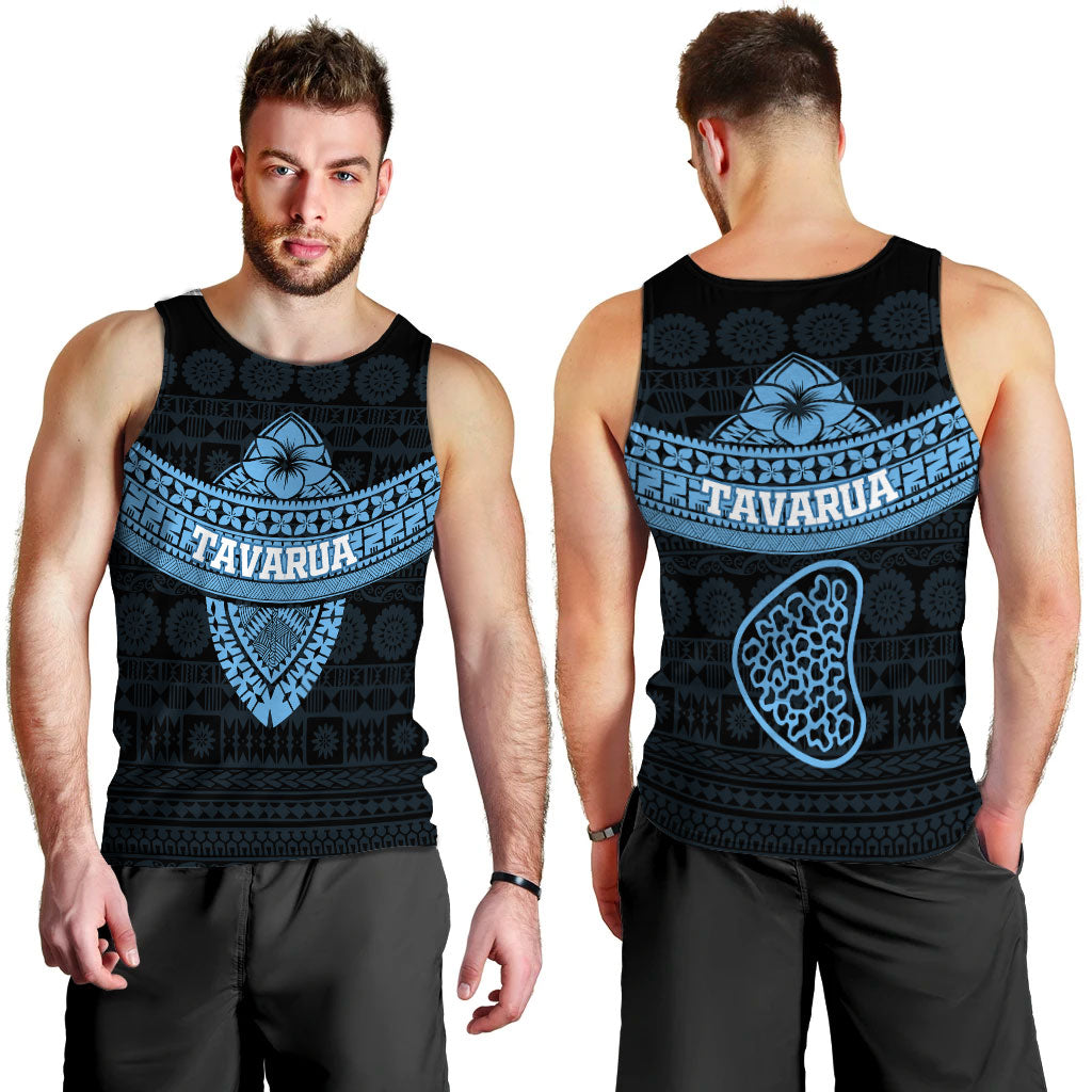 Tavarua Fiji Tapa Tribal Men Tank Top - LT12 Blue - Polynesian Pride