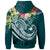 Papua New Guinea Polynesian Hoodie Summer Plumeria (Turquoise) - Polynesian Pride