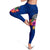 American Samoa Polynesian Women's Leggings - Floral With Seal Blue - Polynesian Pride