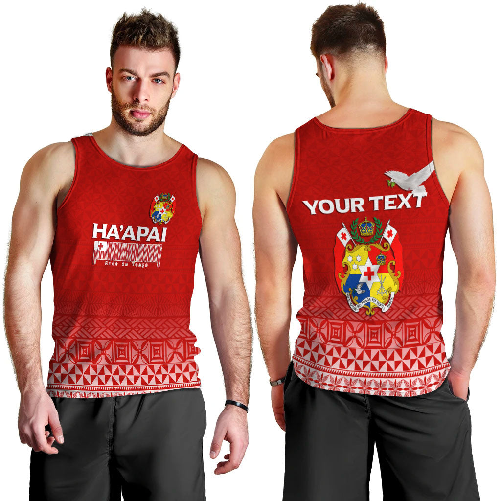 (Custom Personalised) Tonga Haapai Men Tank Top - Tongan Pattern - LT12 Red - Polynesian Pride