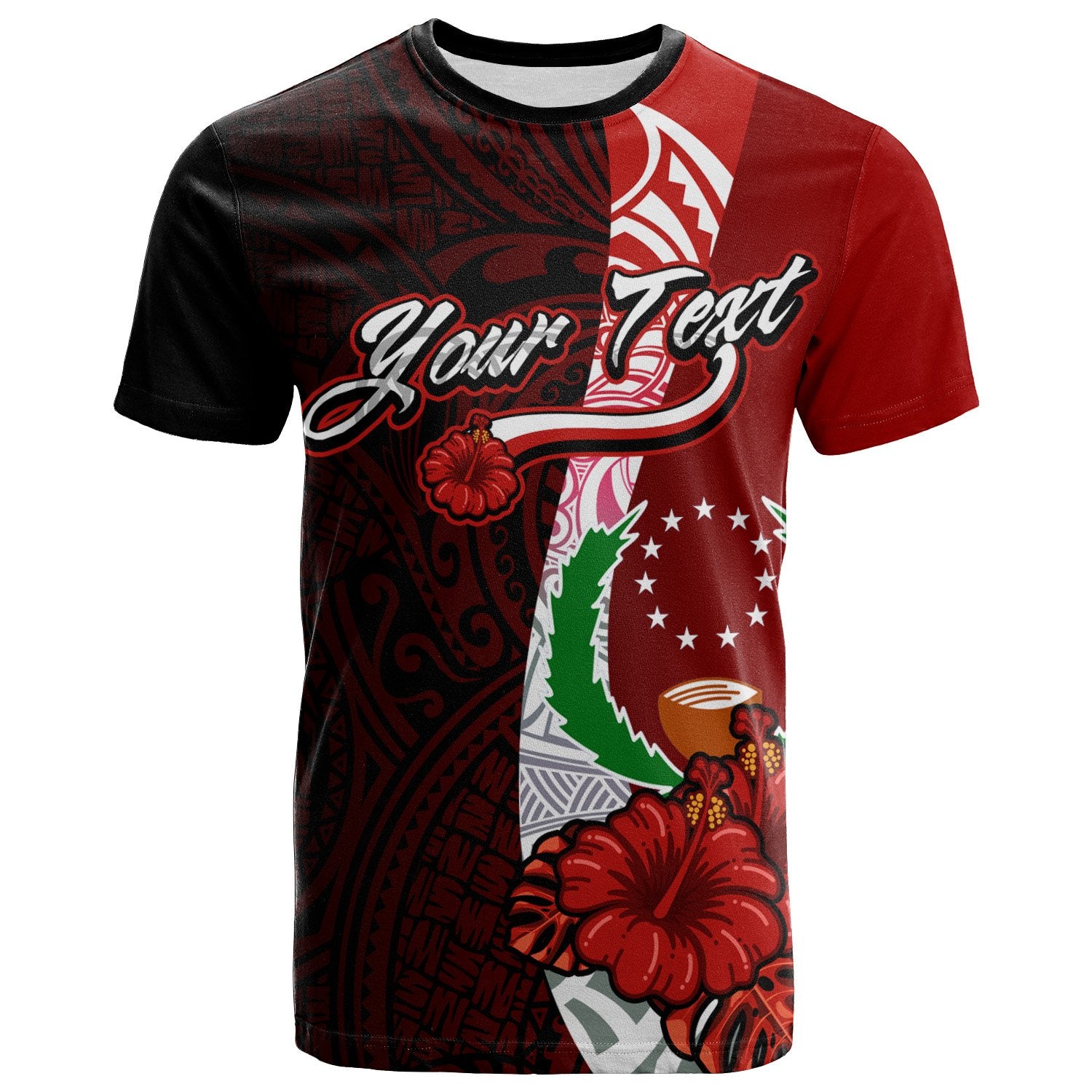 Pohnpei Micronesia Custom T Shirt Coat Of Arm With Hibiscus Unisex Red - Polynesian Pride