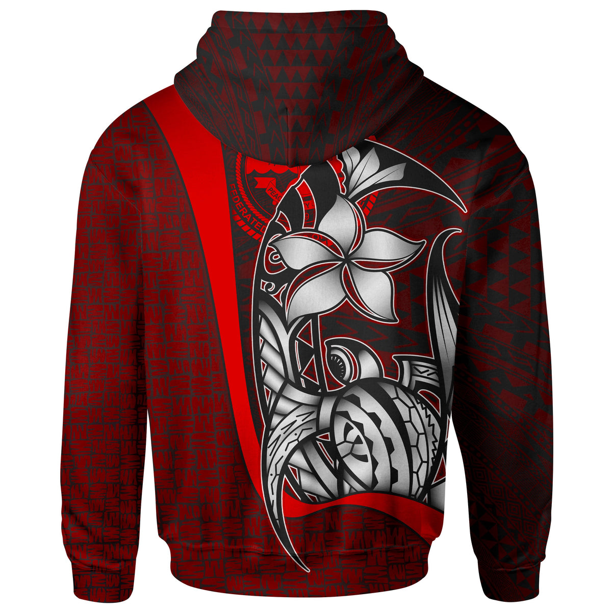 Federated States of Micronesia Zip up Hoodie Red Turtle with Hook - Polynesian Pride