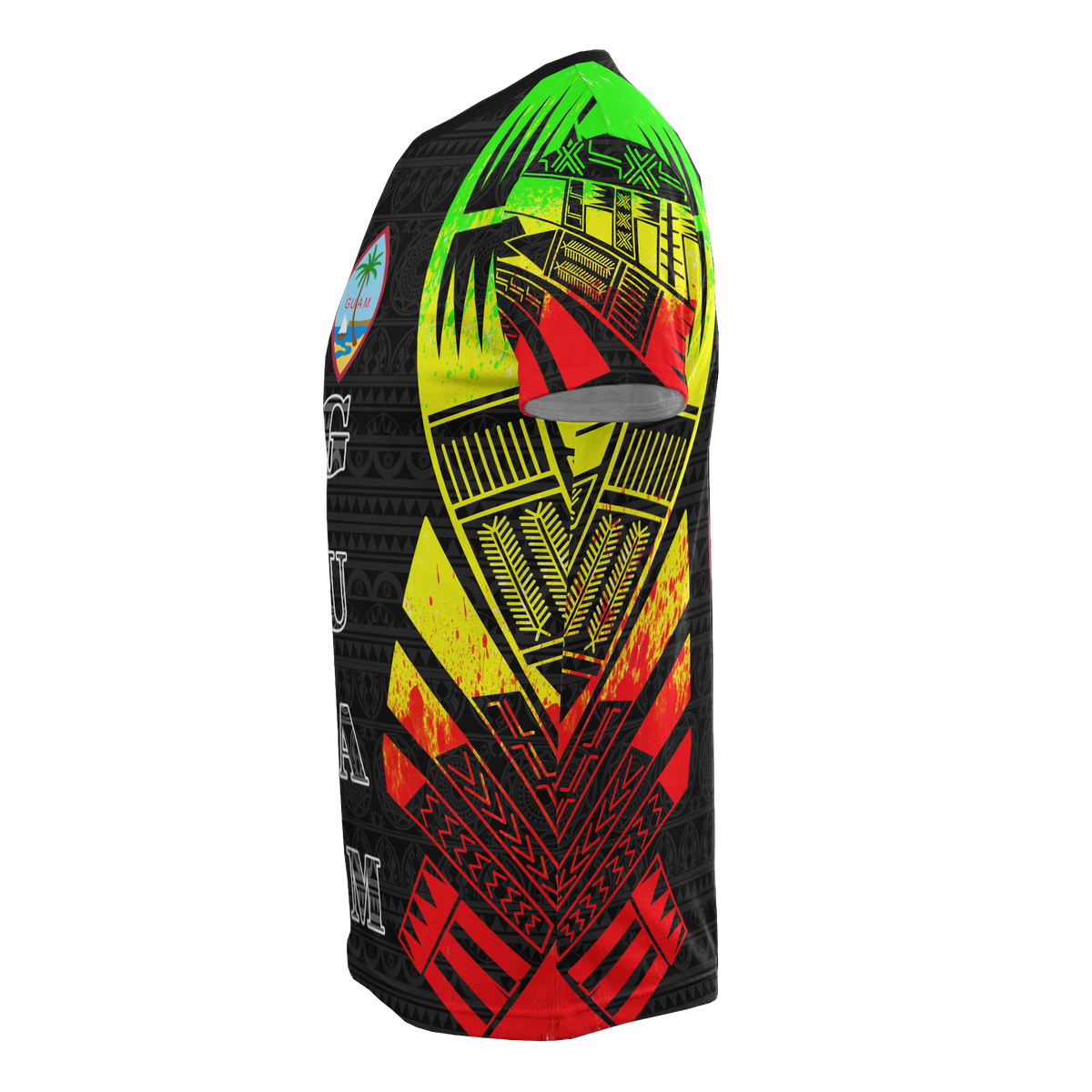 Guam T Shirt Guam Coat of Arms Polynesian Tattoo Reggae Style - Polynesian Pride