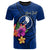 Yap Micronesia Custom T Shirt Floral With Seal Blue Unisex Blue - Polynesian Pride