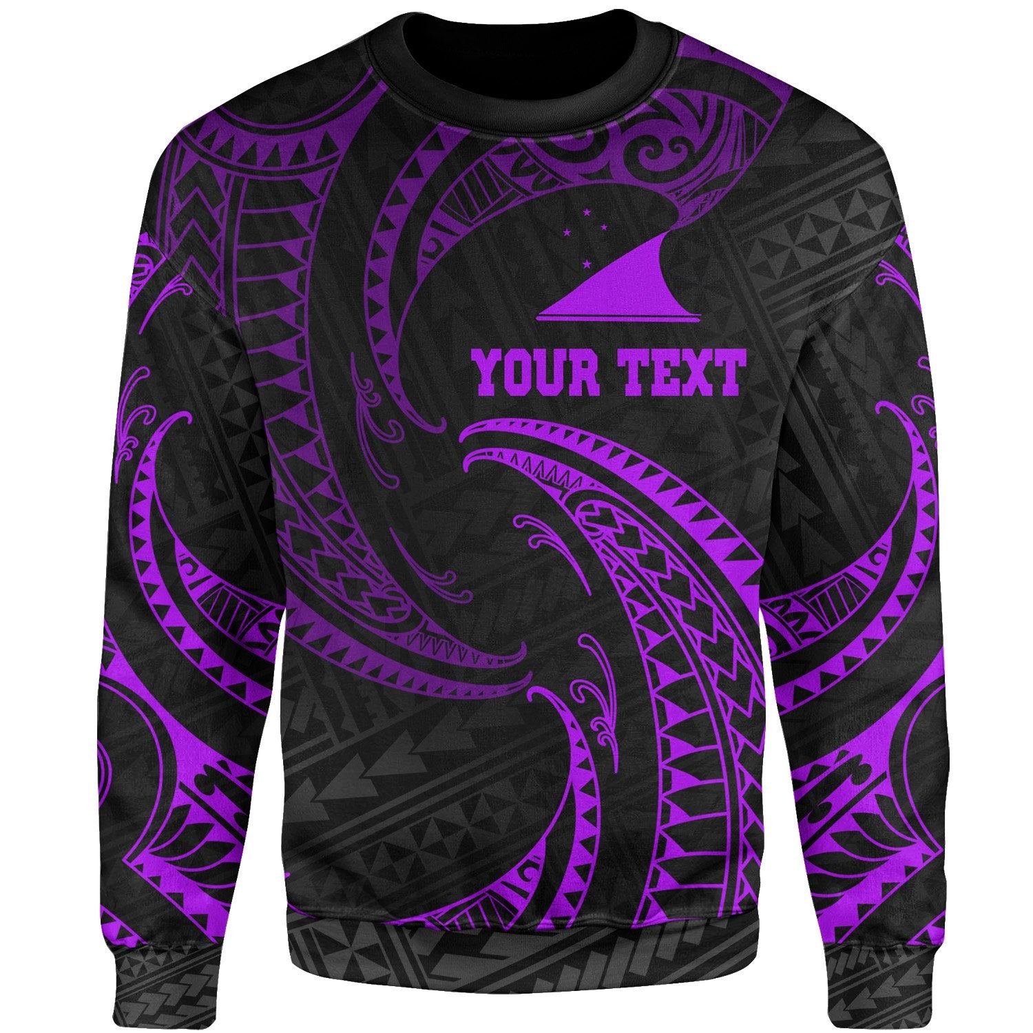 Tokelau Polynesian Custom Personalised Sweater - Purple Tribal Wave Unisex Purple - Polynesian Pride