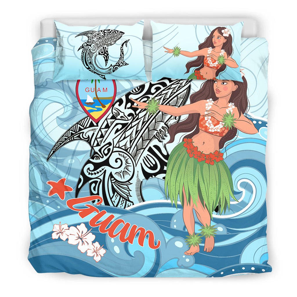 Guam Bedding Set - Polynesian Girls With Shark - Polynesian Pride