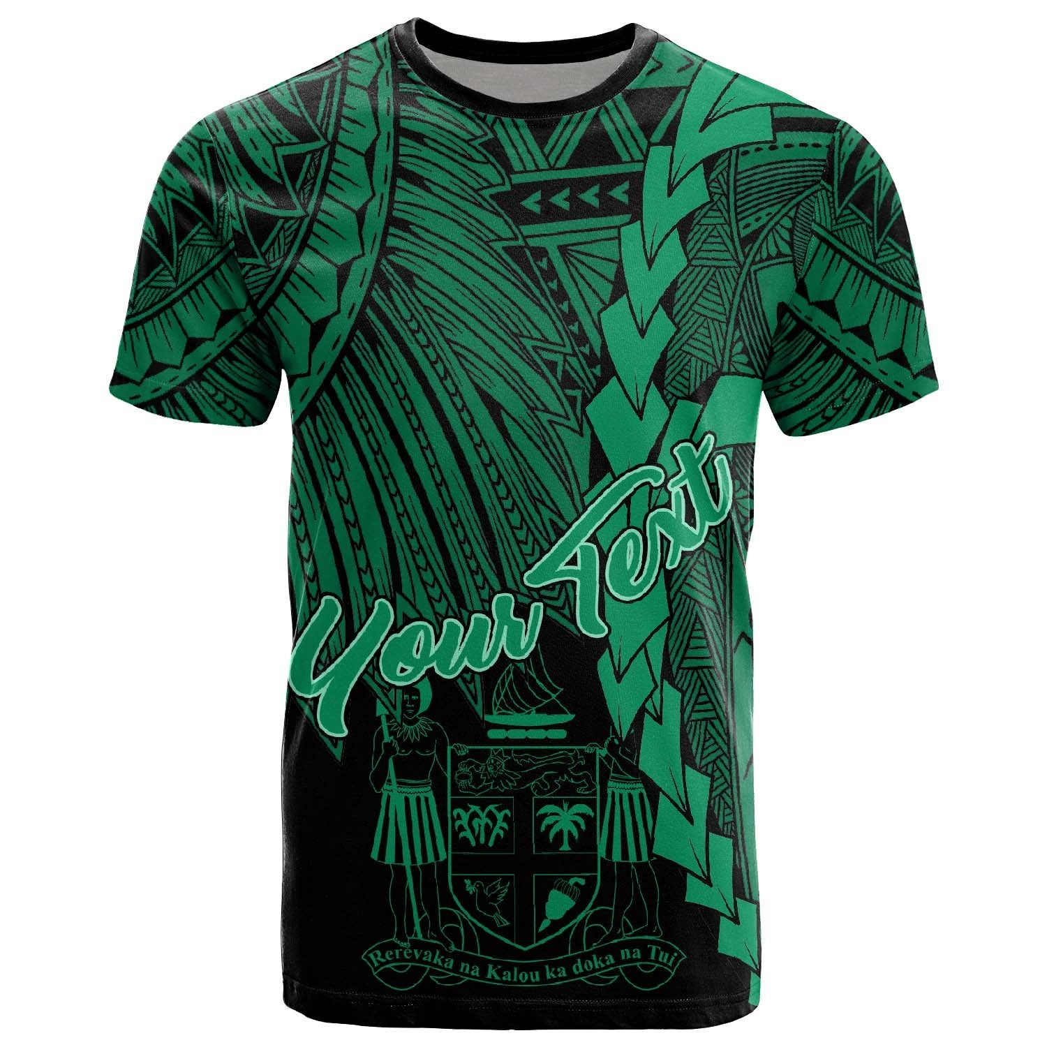 Fiji Polynesian Custom T Shirt Tribal Wave Tattoo Green Unisex Green - Polynesian Pride