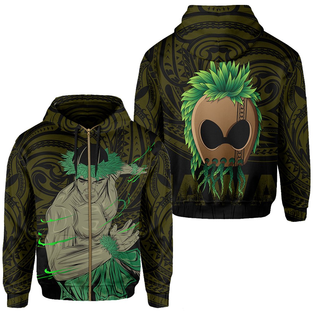 Polynesian Hula Man Helmet Hawaii Zip Hoodie Yellow Unisex Yellow - Polynesian Pride