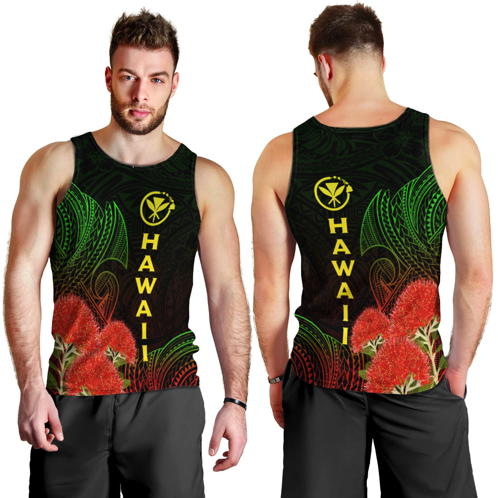 Hawaii Polynesian Men's Tank Top - Ohia Lehua - LT12 Black - Polynesian Pride