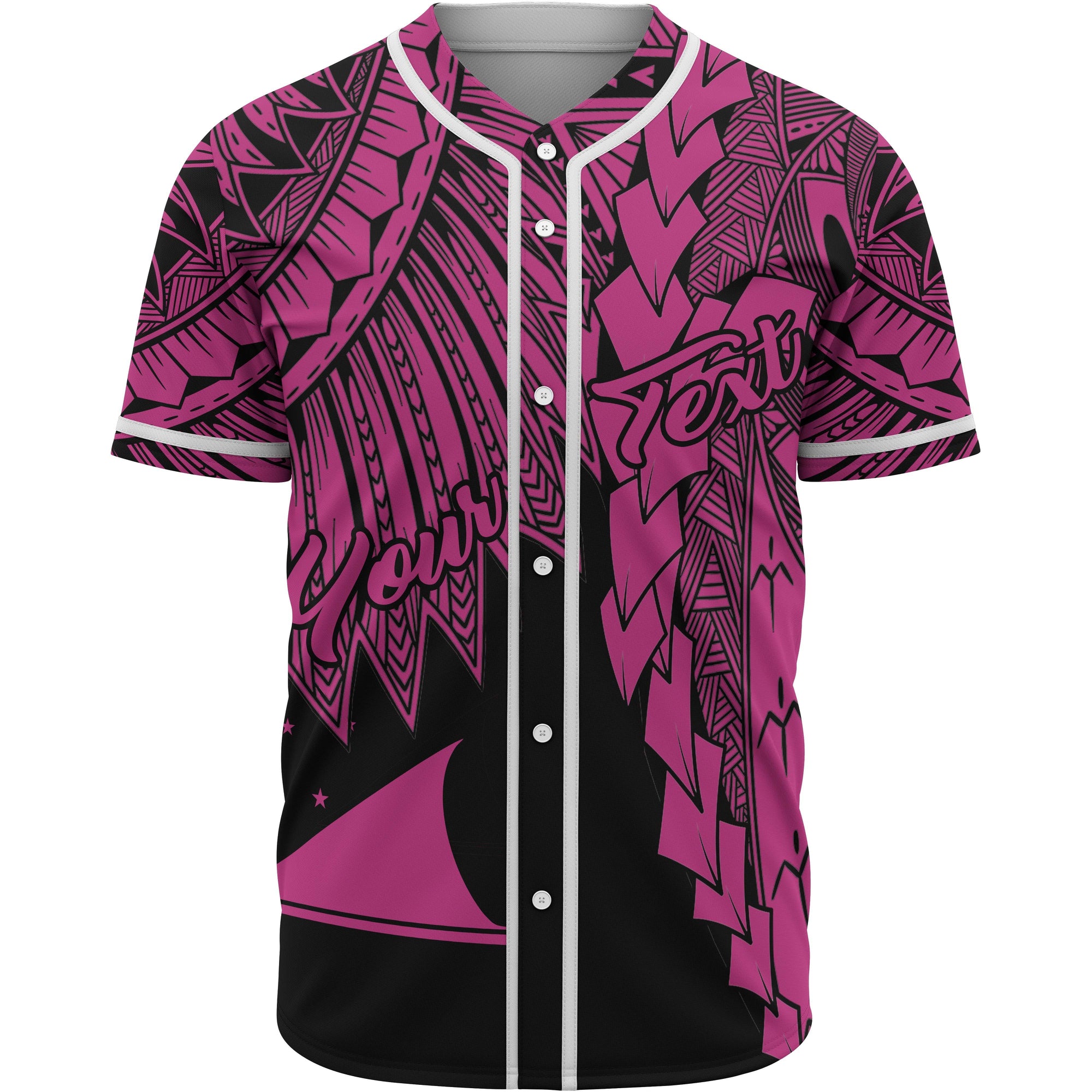 Tokelau Polynesian Custom Personalised Baseball Shirt - Tribal Wave Tattoo Pink Unisex Pink - Polynesian Pride