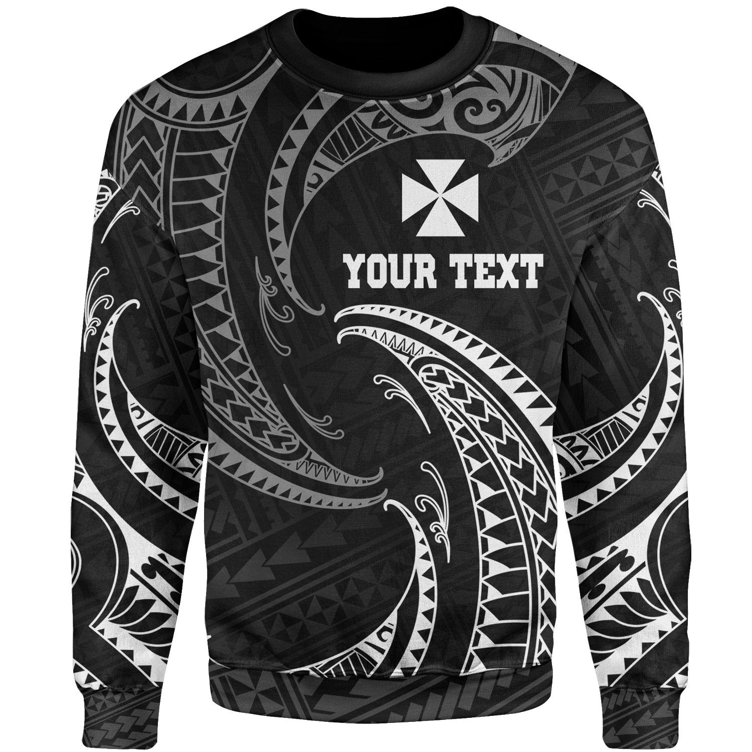 Wallis And Futuna Polynesian Custom Personalised Sweater - White Tribal Wave Unisex White - Polynesian Pride