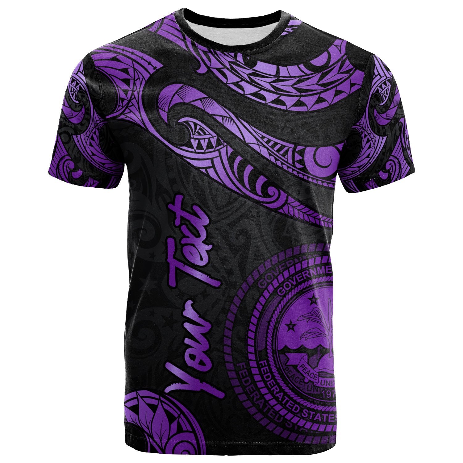 Federated States of Micronesia Custom T Shirt Polynesian Tattoo Purple Version Unisex Purple - Polynesian Pride