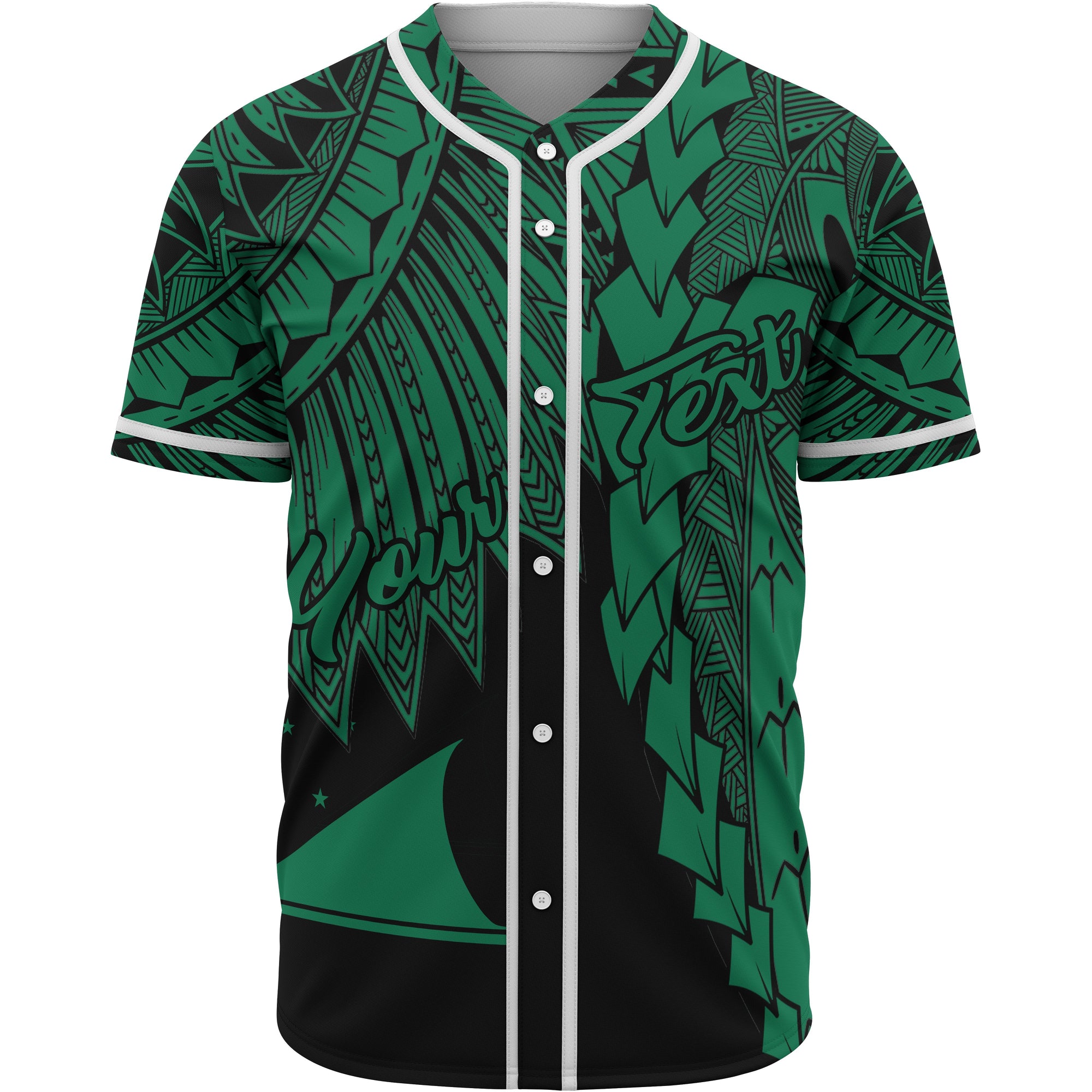 Tokelau Polynesian Custom Personalised Baseball Shirt - Tribal Wave Tattoo Green Unisex Green - Polynesian Pride