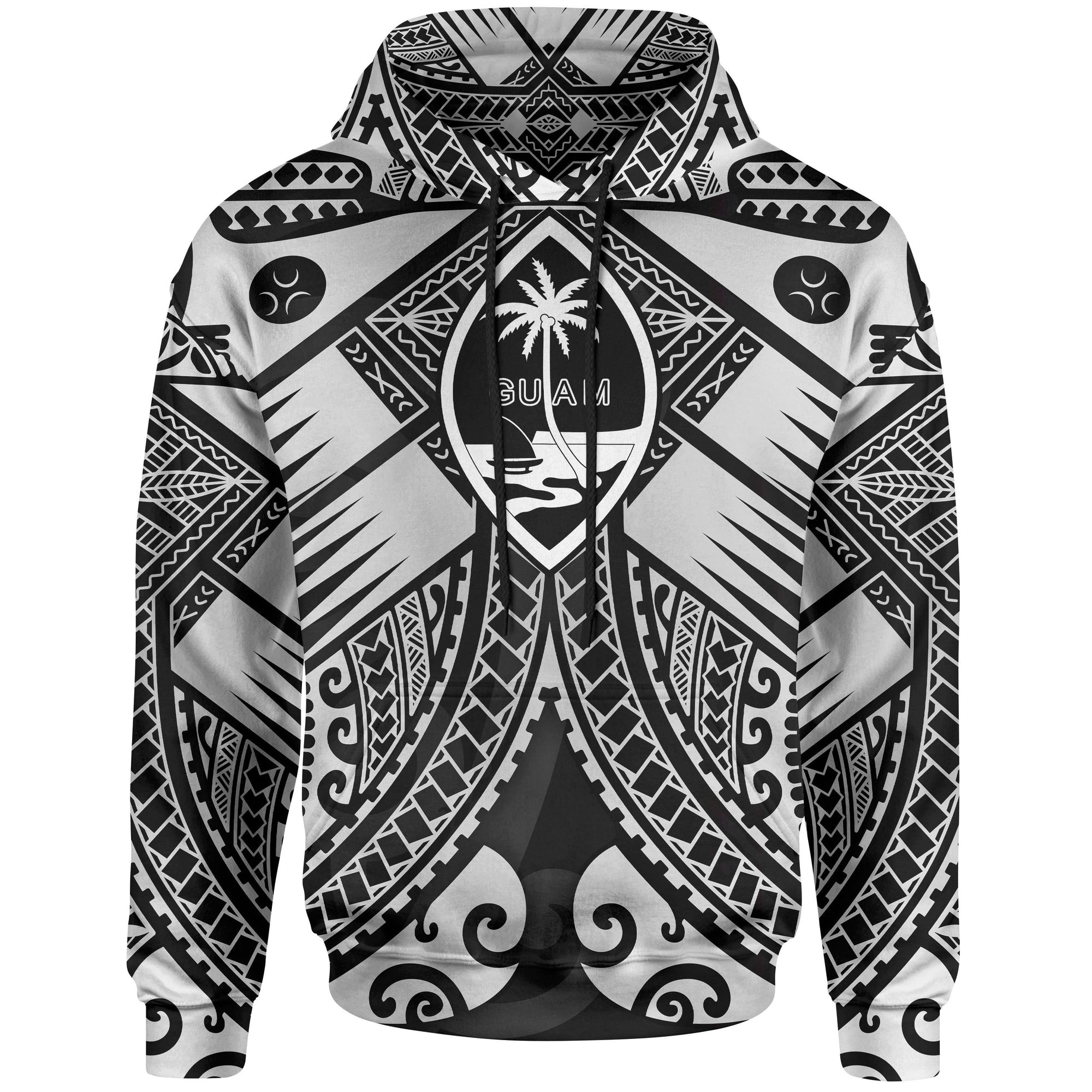 Guam Polynesian Hoodie Guam White Seal with Polynesian Tattoo Ver 01 Unisex White - Polynesian Pride