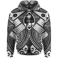 Guam Polynesian Hoodie Guam White Seal with Polynesian Tattoo Ver 01 Unisex White - Polynesian Pride