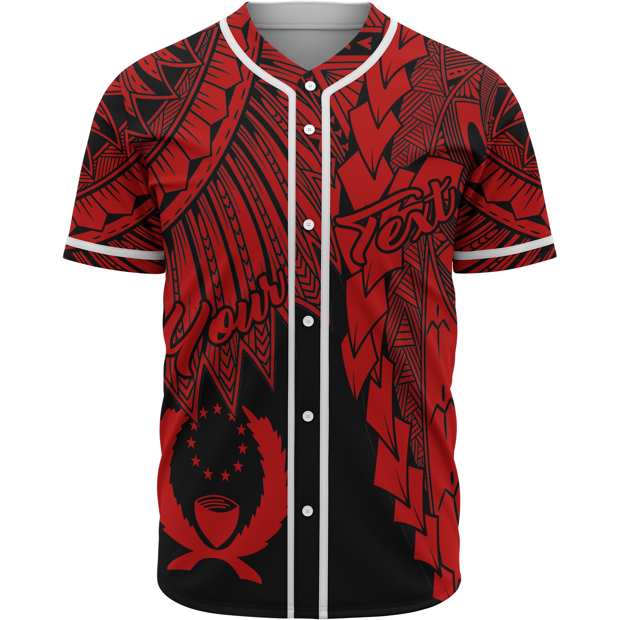 Pohnpei Polynesian Custom Personalised Baseball Shirt - Tribal Wave Tattoo Red Unisex Red - Polynesian Pride