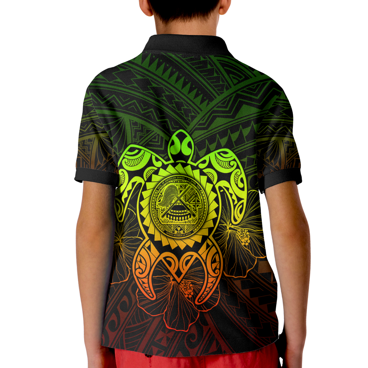American Samoa Polynesian Custom Polo Shirt Vintage Polynesian Turtle (Reggae) - Polynesian Pride