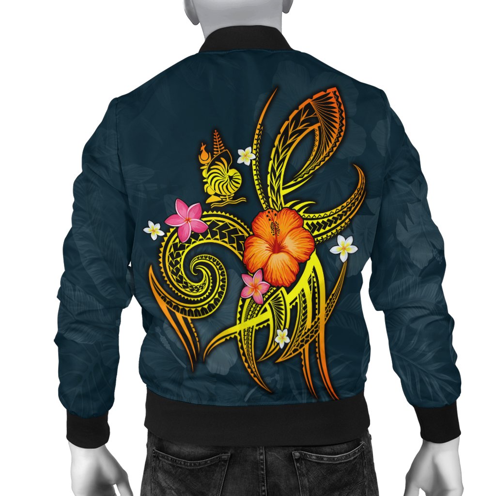New Caledonia Polynesian Men's Bomber Jacket - Legend of New Caledonia (Blue) - Polynesian Pride
