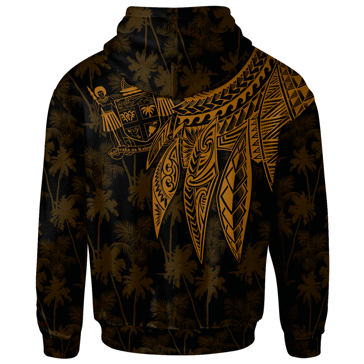 Fiji Hoodie Polynesian Wings (Golden) - Polynesian Pride