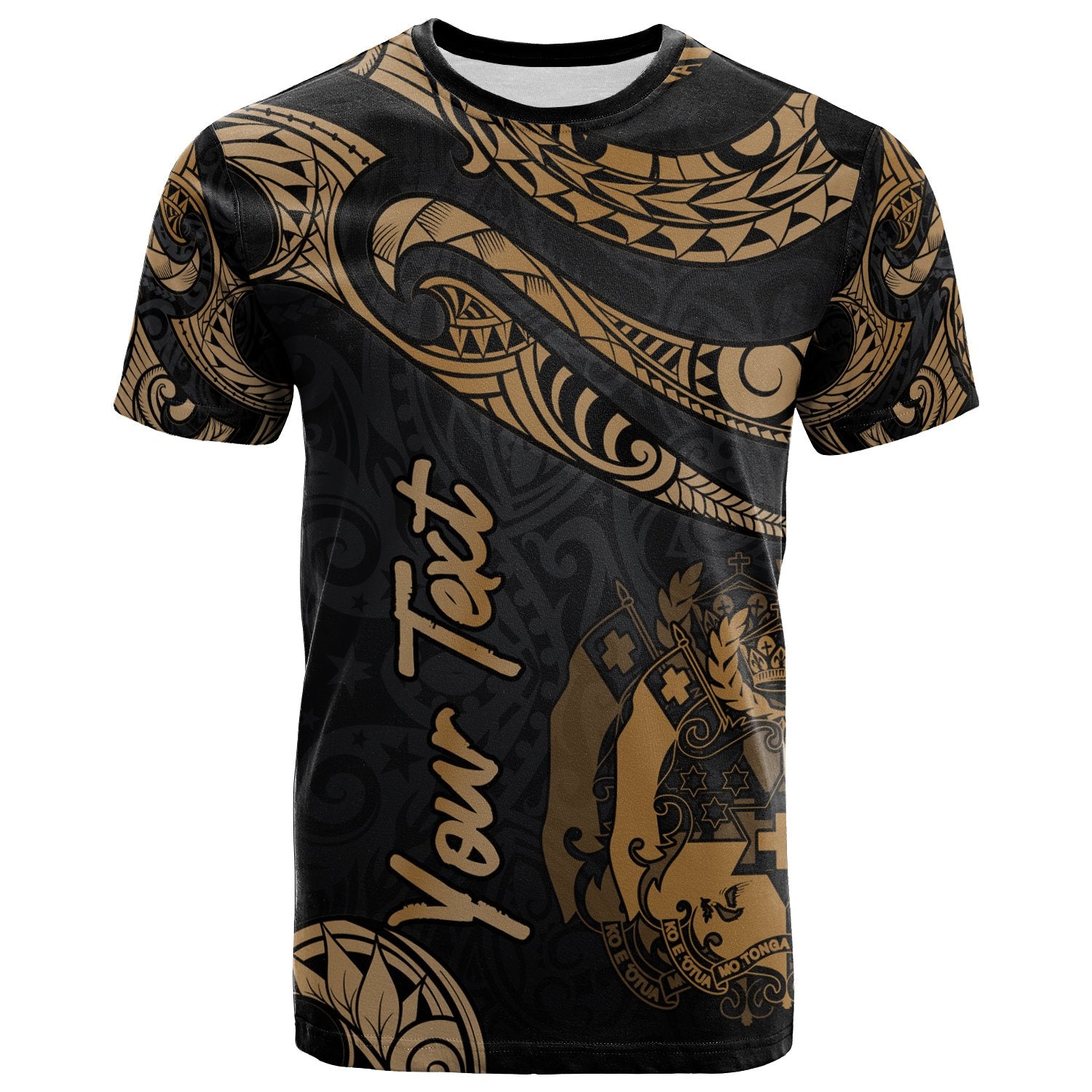 Tonga Polynesian Custom T Shirt Polynesian Tattoo Gold Version Unisex Art - Polynesian Pride