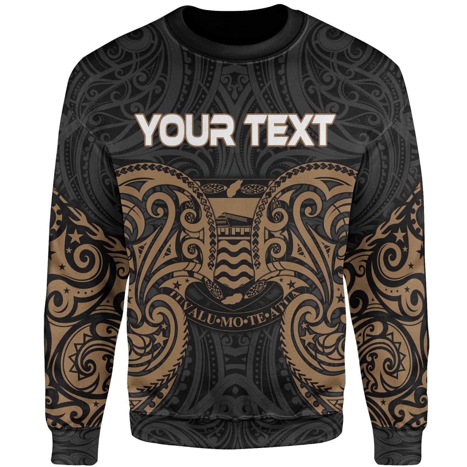 Tuvalu Polynesian Custom Personalised Sweater - Spirit Style Gold Unisex Gold - Polynesian Pride