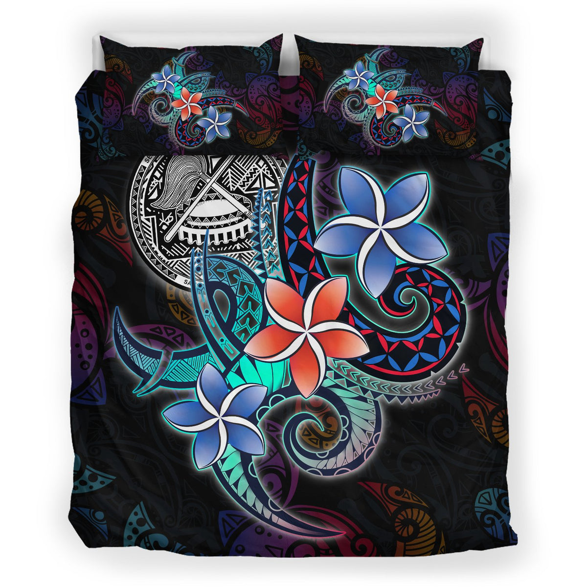 American Samoa Bedding Set - Plumeria Flowers Style - Polynesian Pride