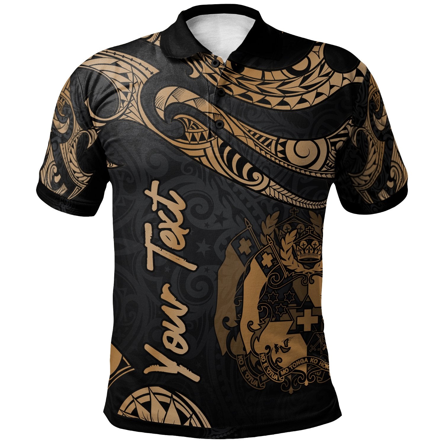 Tonga Custom Polo Shirt Polynesian Tattoo Gold Version Unisex Gold - Polynesian Pride