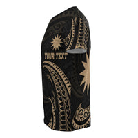 Nauru Polynesian Custom T Shirt Gold Tribal Wave - Polynesian Pride