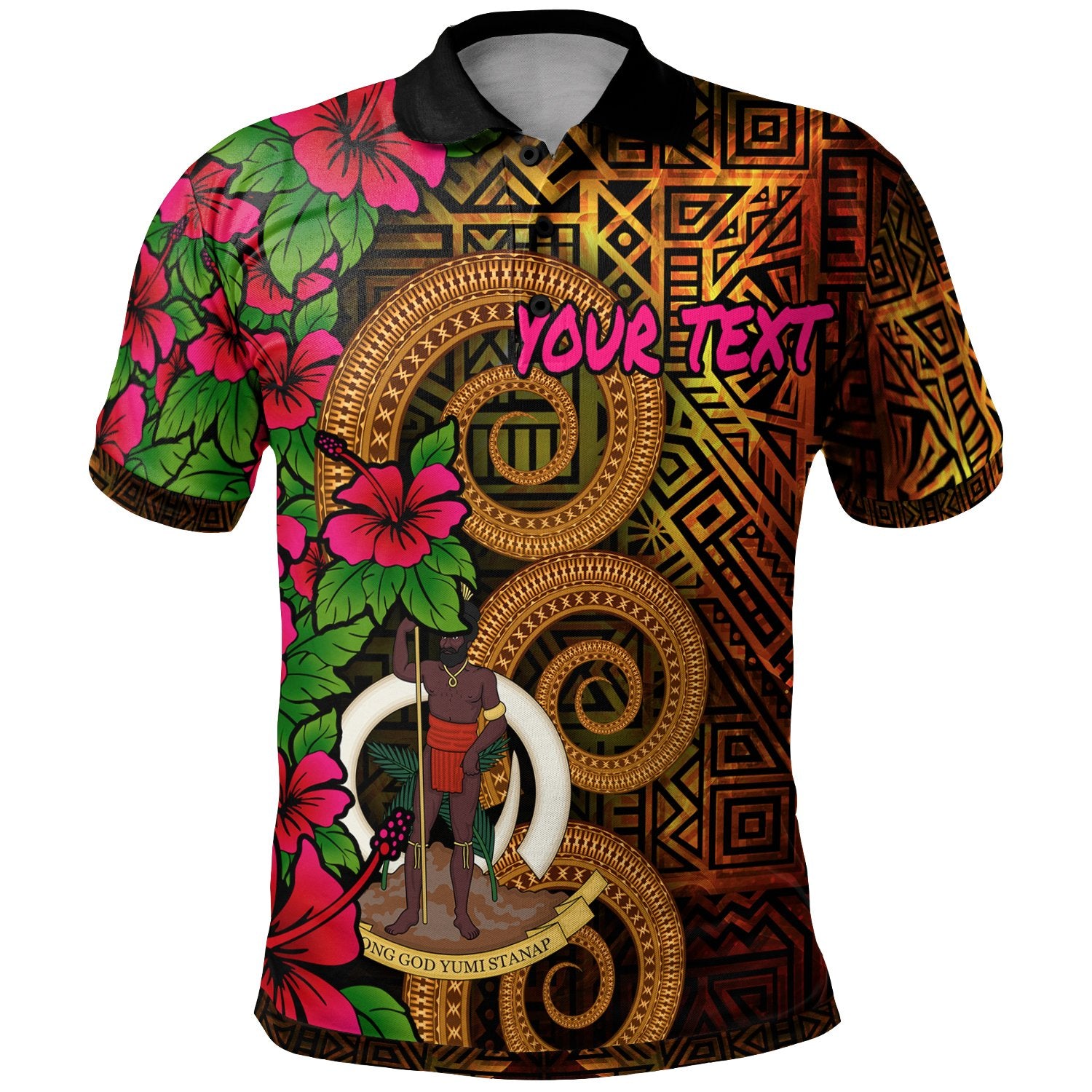 Vanuatu Polynesian Custom Polo Shirt Hibiscus Vintage Unisex Orange - Polynesian Pride