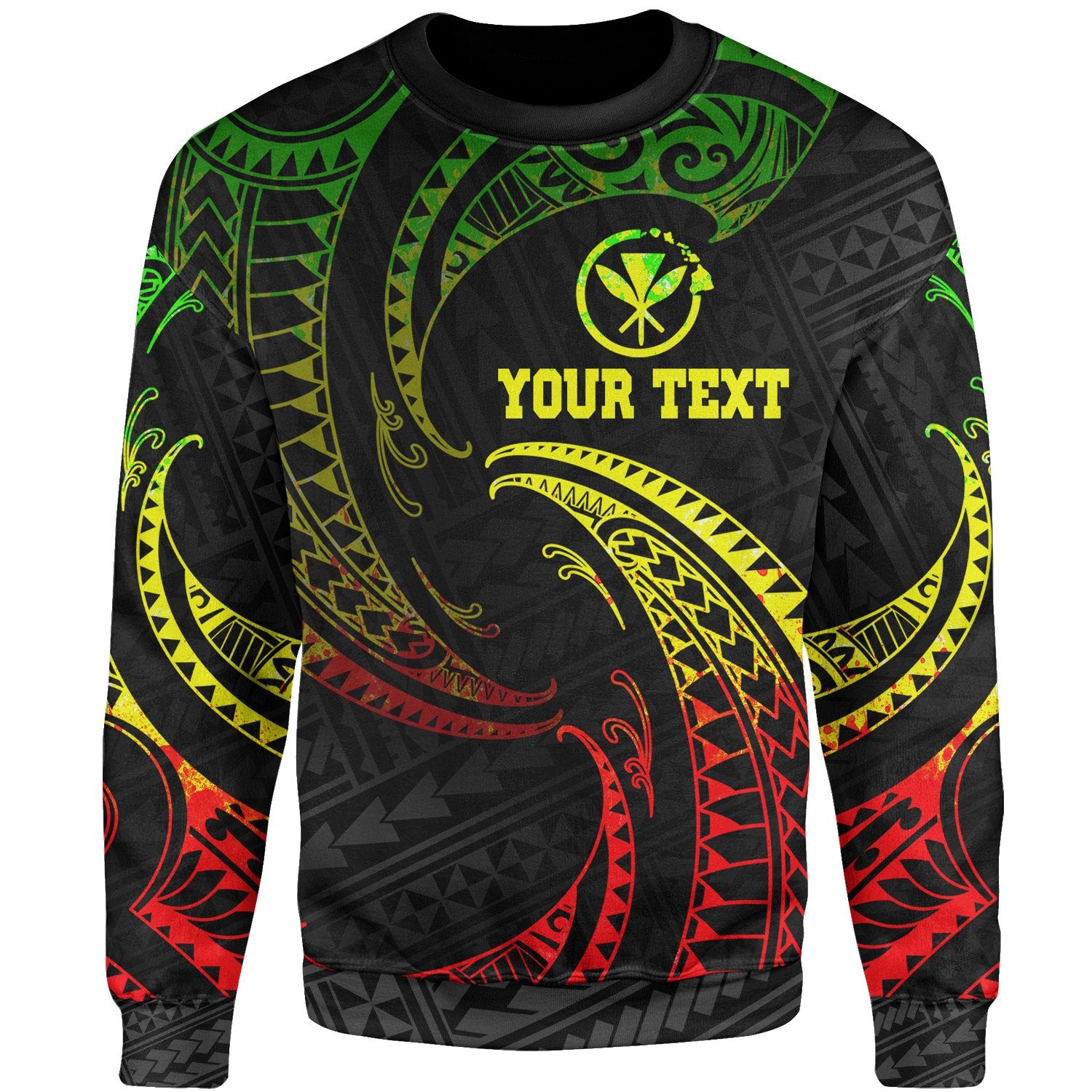 Hawaii Polynesian Custom Personalised Sweater - Reggae Tribal Wave Unisex Reggae - Polynesian Pride