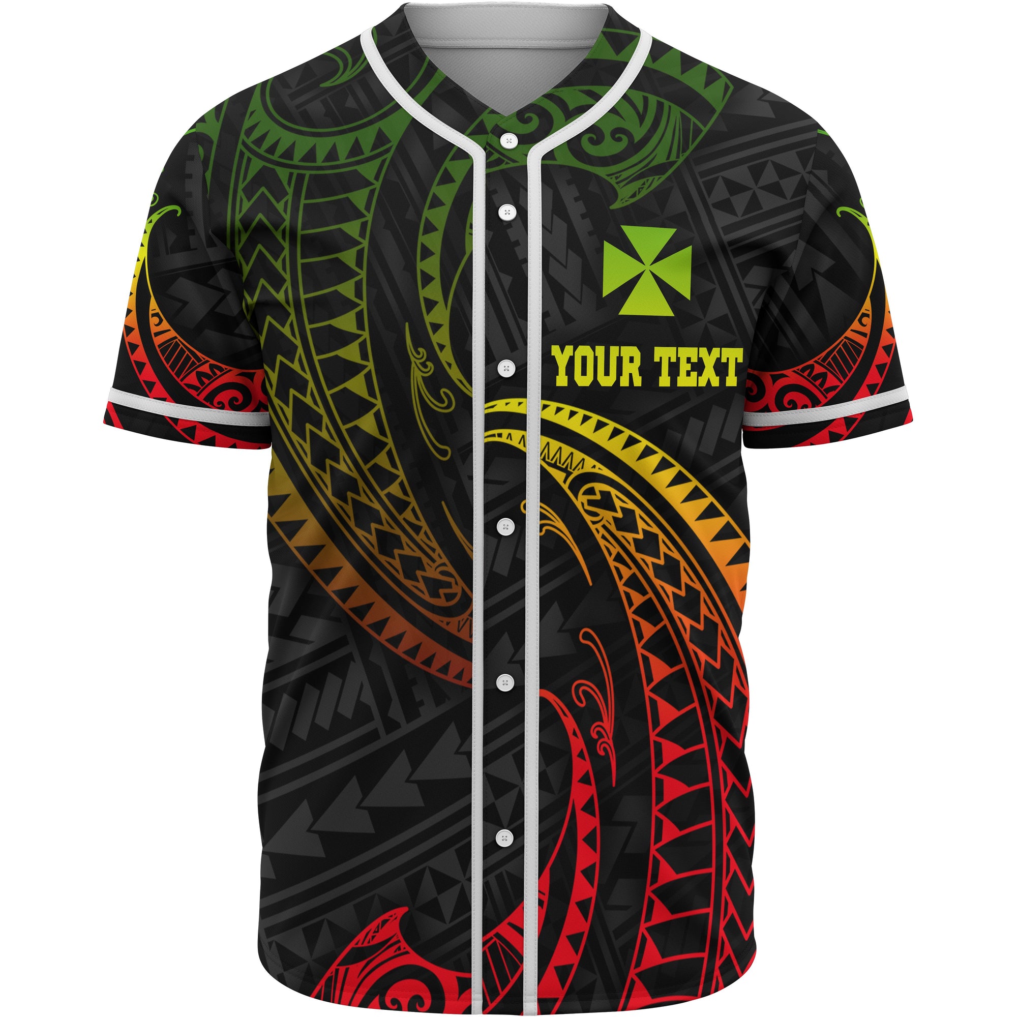 Wallis and Futuna Polynesian Custom Personalised Baseball Shirt - Reggae Tribal Wave Unisex Reggae - Polynesian Pride