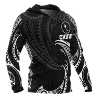 Chuuk Micronesia Hoodie White Tribal Wave - Polynesian Pride