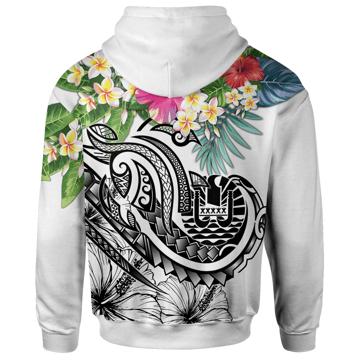 Tahiti Polynesian Zip up Hoodie Summer Plumeria (White) - Polynesian Pride