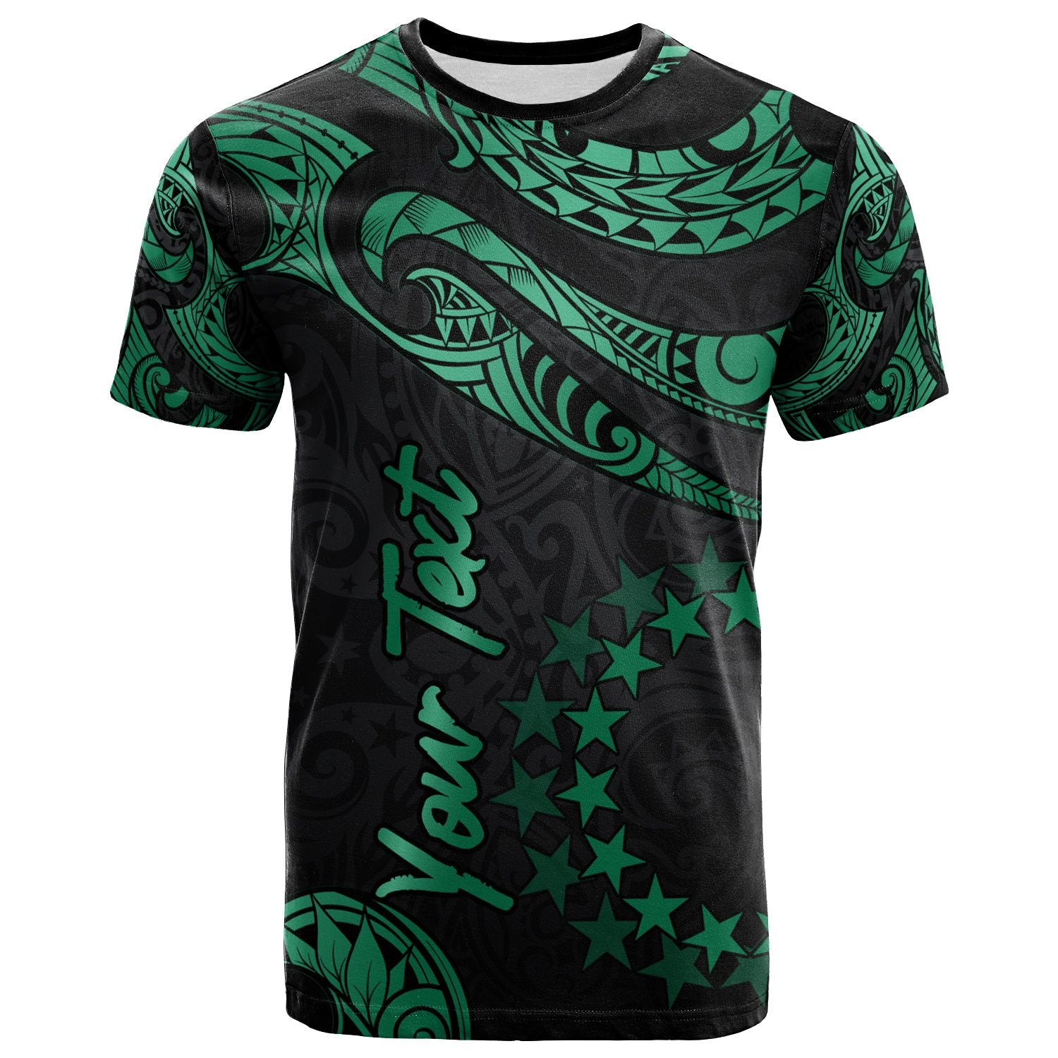 Cook Islands Polynesian Custom T Shirt Polynesian Tattoo Green Version Unisex Art - Polynesian Pride